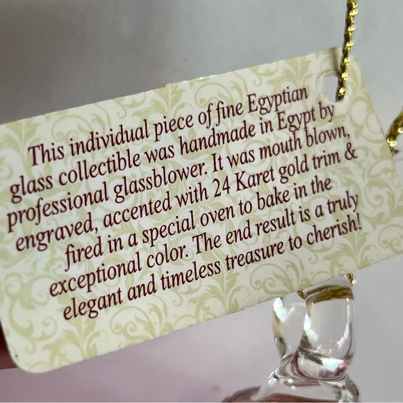 Fine Egyptian Glass Christmas Ornament 7.5” Pink Etched - Picture 4 of 13